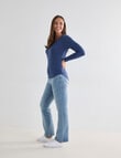 North South Merino Long Sleeve Scoop Neck Top, Denim Marle product photo View 03 S
