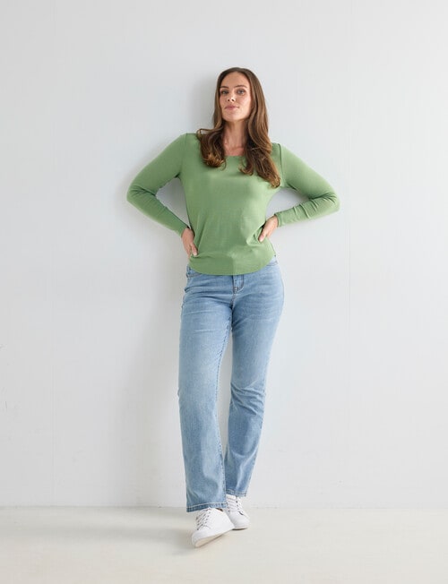 North South Merino Long Sleeve Scoop Neck Top, Bamboo Shoot product photo View 03 L