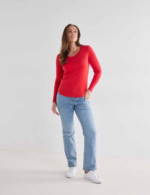 North South Merino Long Sleeve Scoop Neck Top, Watermelon product photo View 03 L