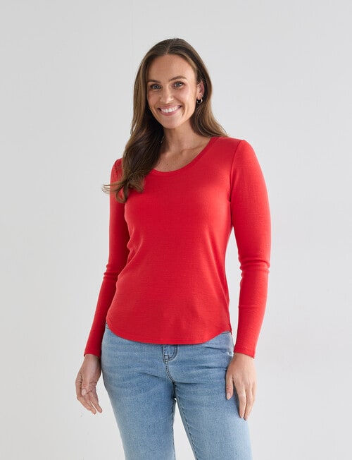 North South Merino Long Sleeve Scoop Neck Top, Watermelon product photo View 05 L