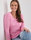 North South Merino Long Sleeve Scoop Neck Top, Pop Pink product photo