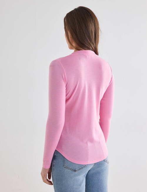 North South Merino Long Sleeve Scoop Neck Top, Pop Pink product photo View 02 L