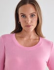 North South Merino Long Sleeve Scoop Neck Top, Pop Pink product photo View 05 S