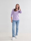 North South Merino Long Sleeve Scoop Neck Top, Wisteria product photo View 03 S