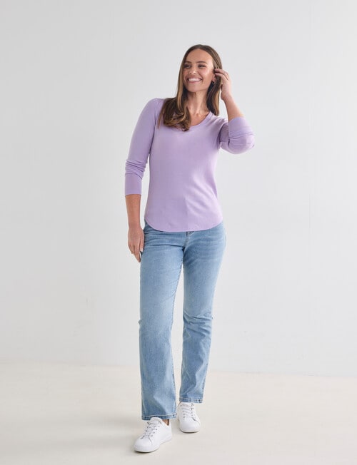 North South Merino Long Sleeve Scoop Neck Top, Wisteria product photo View 03 L
