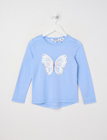 North South Merino Butterfly Merino Long Sleeve Top, Periwinkle product photo