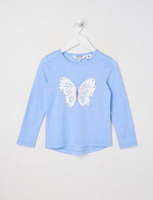 North South Merino Butterfly Merino Long Sleeve Top, Periwinkle product photo
