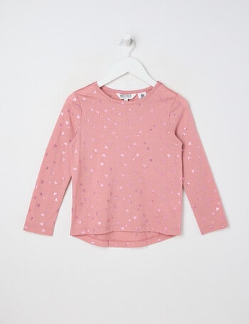 North South Merino Foil Hearts Merino Long Sleeve Top, Rosewood product photo