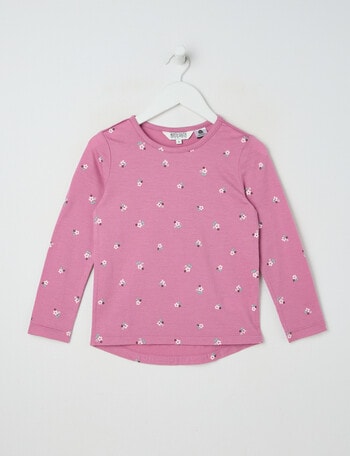 North South Merino Ditsy Floral Merino Long Sleeve Top, Magenta product photo