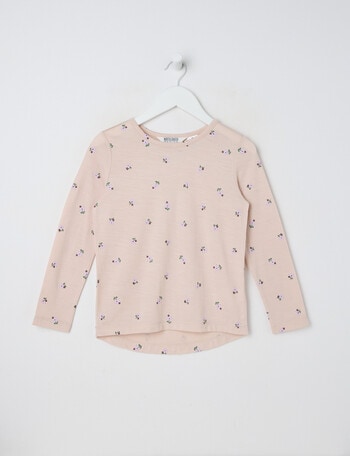 North South Merino Ditsy Floral Merino Long Sleeve Top, Natural product photo