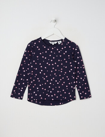 North South Merino Foil Hearts Merino Long Sleeve Top, Navy product photo