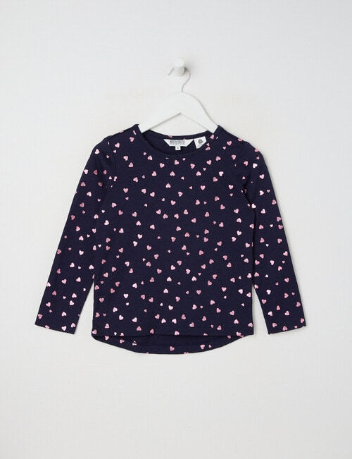 North South Merino Foil Hearts Merino Long Sleeve Top, Navy product photo