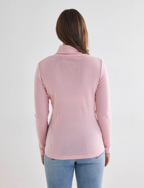 North South Merino Long Sleeve Roll Neck Top, Ballet Pink product photo View 02 L