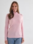North South Merino Long Sleeve Roll Neck Top, Ballet Pink product photo View 04 S