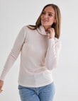North South Merino Long Sleeve Roll Neck Top, Alabaster product photo