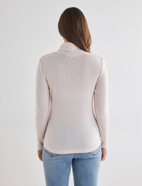 North South Merino Long Sleeve Roll Neck Top, Alabaster product photo View 02 L