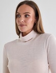 North South Merino Long Sleeve Roll Neck Top, Alabaster product photo View 05 S