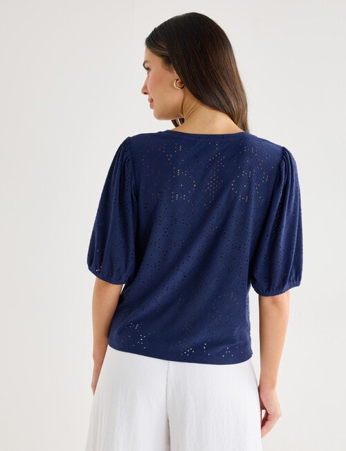 Whistle Broderie Knit Tee, Navy product photo View 02 L