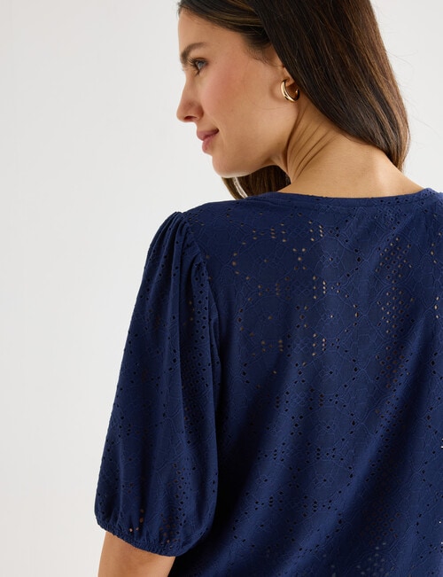 Whistle Broderie Knit Tee, Navy product photo View 04 L