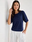 Whistle Broderie Knit Tee, Navy product photo View 05 S