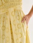 Whistle Double Frill Sleeve Broiderie Dress, Lemon product photo View 05 S