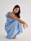 Whistle Double Frill Sleeve Broiderie Dress, Sky product photo