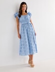 Whistle Double Frill Sleeve Broiderie Dress, Sky product photo View 03 S