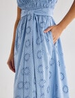 Whistle Double Frill Sleeve Broiderie Dress, Sky product photo View 06 S
