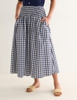 Whistle Gingham Shirred Waist Skirt, Navy product photo