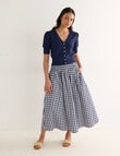 Whistle Gingham Shirred Waist Skirt, Navy product photo View 03 S