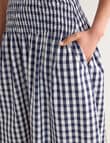 Whistle Gingham Shirred Waist Skirt, Navy product photo View 04 S