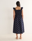 Whistle Polka Dot Shirred Shoulder Dress, Navy product photo View 02 S
