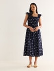 Whistle Polka Dot Shirred Shoulder Dress, Navy product photo View 03 S