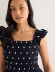 Whistle Polka Dot Shirred Shoulder Dress, Navy product photo View 04 S