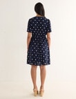 Whistle Polka Dot Flutter Sleeve Babydoll Dress, Navy product photo View 02 S