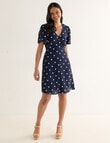 Whistle Polka Dot Flutter Sleeve Babydoll Dress, Navy product photo View 03 S