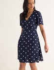 Whistle Polka Dot Flutter Sleeve Babydoll Dress, Navy product photo View 04 S