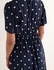 Whistle Polka Dot Flutter Sleeve Babydoll Dress, Navy product photo View 05 S