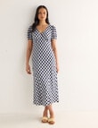 Whistle Gingham V-Neck Bias Dress, Navy product photo View 03 S