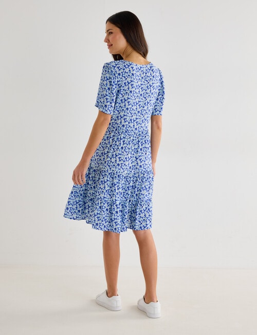 Whistle Mini Flower Babydoll Dress, Blue product photo View 02 L