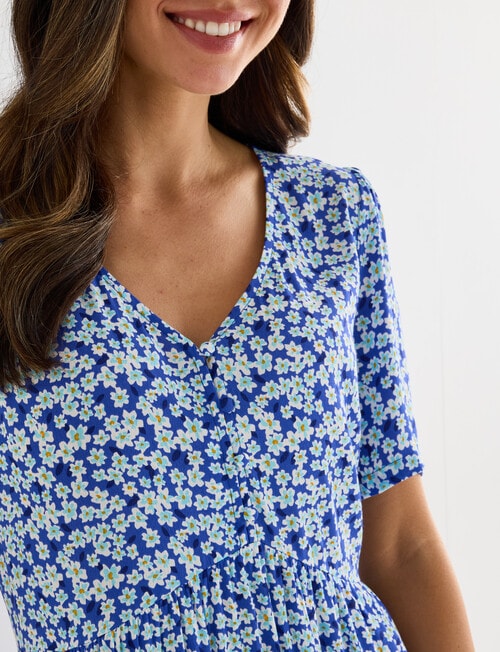 Whistle Mini Flower Babydoll Dress, Blue product photo View 04 L