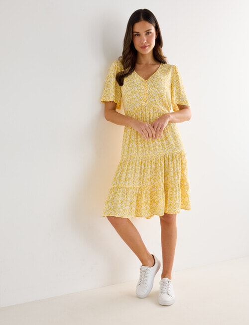 Whistle Mini Flow Babydoll Dress, Yellow product photo View 03 L