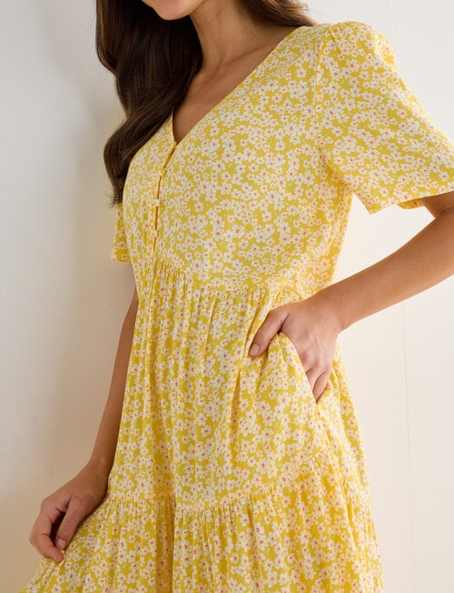 Whistle Mini Flow Babydoll Dress, Yellow product photo View 06 L