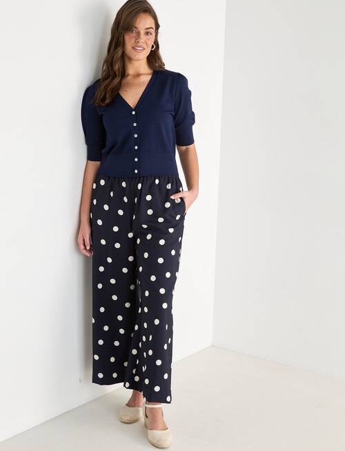 Whistle Puff Sleeve Cardigan, Navy product photo View 13 L