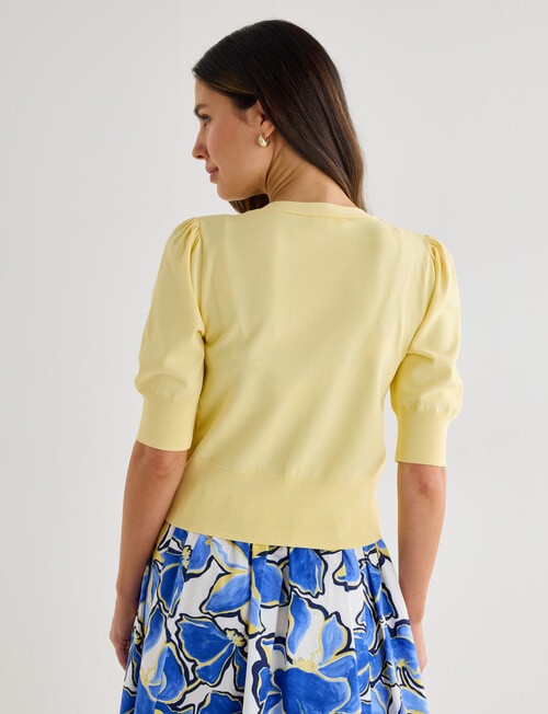 Whistle Puff Sleeve Cardigan, Lemon product photo View 02 L