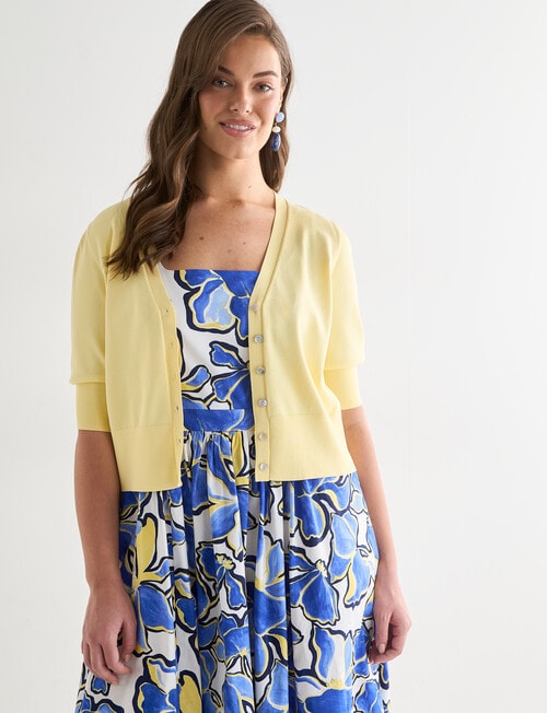 Whistle Puff Sleeve Cardigan, Lemon product photo View 12 L