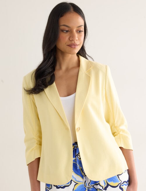Whistle Ruched Sleeve Jacket, Lemon product photo View 04 L