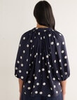 Whistle Polka Dot Three Quarter Sleeve Blouse, Navy product photo View 02 S