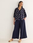 Whistle Polka Dot Three Quarter Sleeve Blouse, Navy product photo View 03 S