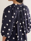 Whistle Polka Dot Three Quarter Sleeve Blouse, Navy product photo View 07 S